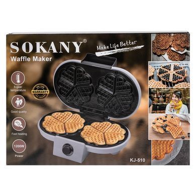 Вафельница Sokany для бельгийских вафель 1200 Вт универсальная электровафельница KJ-510