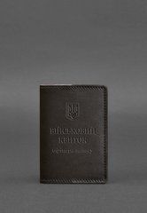 Шкіряна обкладинка для військового квитка офіцера запасу 8.0 темно-коричнева, натуральна шкіра Краст, прозора перегородка - пластифікований ПВХ (полівінілхлорид)