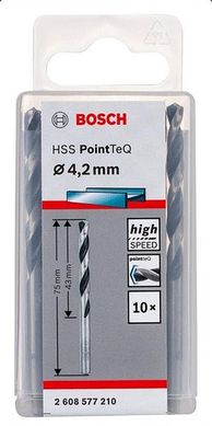 Свердла Bosch HSS-PointTeQ, 4,2×43×75 мм, 10 шт (2608577210)