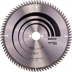 Пиляльний диск Bosch Optiline Wood 250&times;3,2&times;30 мм, 80 VW (2608640660)