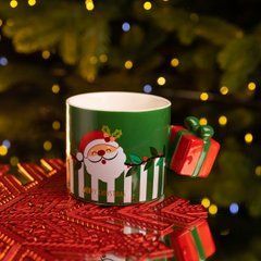 Чашка порцелянова новорічна Merry Christmas 400 (мл) Зелена Yiwu FM-CS-49GR, Зелений