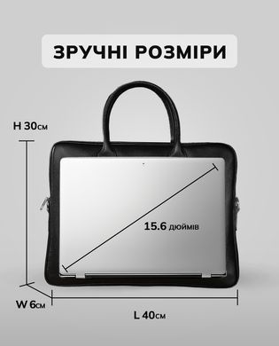 Кожаная мужская сумка для ноутбука 40х30х8, офисный деловой портфель Tiding Bag M364A черный