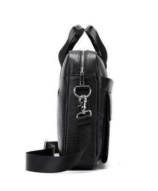 Чоловіча офісна сумка-портфель із натуральної шкіри Tiding Bag 710671-17 чорна, Черный