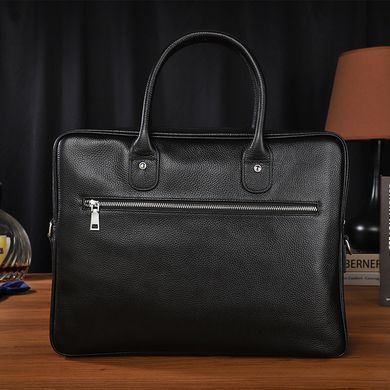 Кожаная мужская сумка для ноутбука 40х30х8, офисный деловой портфель Tiding Bag M364A черный
