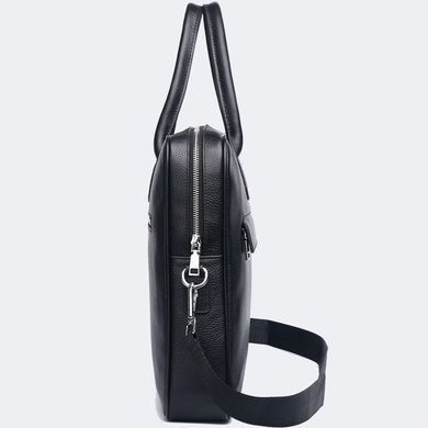 Кожаная мужская сумка для ноутбука 40х30х8, офисный деловой портфель Tiding Bag M364A черный