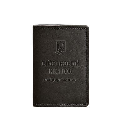 Шкіряна обкладинка для військового квитка офіцера запасу 8.0 темно-коричнева, натуральна шкіра Краст, прозора перегородка - пластифікований ПВХ (полівінілхлорид)