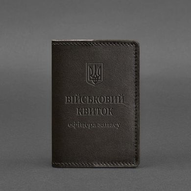 Шкіряна обкладинка для військового квитка офіцера запасу 8.0 темно-коричнева, натуральна шкіра Краст, прозора перегородка - пластифікований ПВХ (полівінілхлорид)