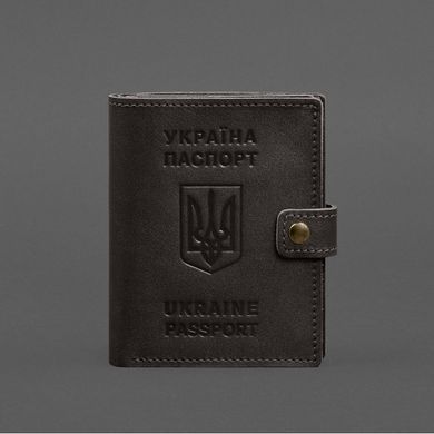 Шкіряна обкладинка-портмоне на паспорт з гербом України 25.1 темно-коричнева, натуральна шкіра Краст, прозора перегородка - пластифікований ПВХ (полівінілхлорид)