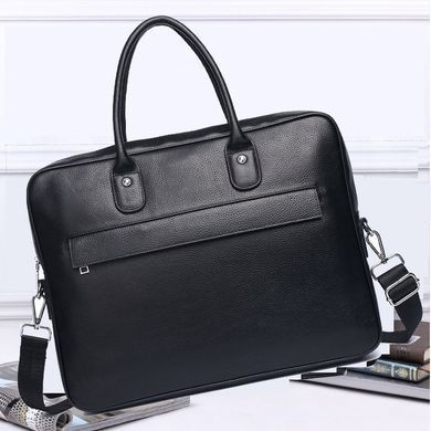 Кожаная мужская сумка для ноутбука 40х30х8, офисный деловой портфель Tiding Bag M364A черный