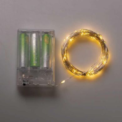 Гирлянда роса 10 метров капля на батарейках на 100 led белый провод желтая 100L10MWY