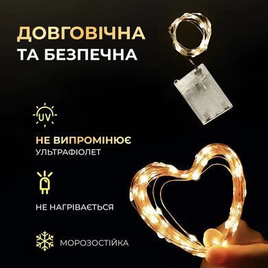 Гирлянда роса 10 метров капля на батарейках на 100 led белый провод желтая 100L10MWY