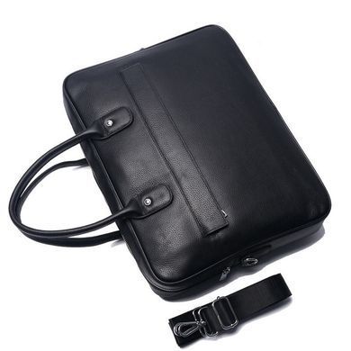 Кожаная мужская сумка для ноутбука 40х30х8, офисный деловой портфель Tiding Bag M364A черный