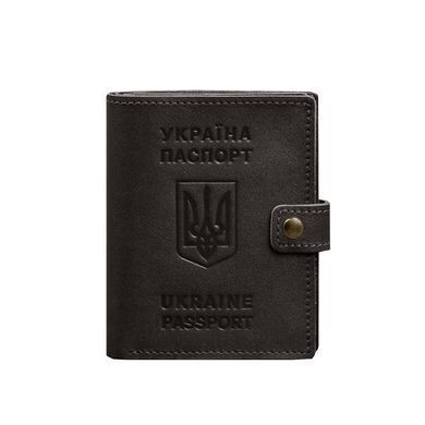 Шкіряна обкладинка-портмоне на паспорт з гербом України 25.1 темно-коричнева, натуральна шкіра Краст, прозора перегородка - пластифікований ПВХ (полівінілхлорид)