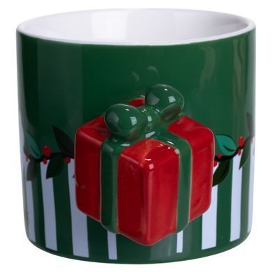 Чашка фарфоровая новогодняя Merry Christmas 400 (мл) Зеленая Yiwu FM-CS-49GR