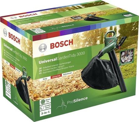 Bosch Повітродувка-пилосос UniversalGardenTidy 3000, 3000Вт, 576 м3/г, 50л, 3.4кг