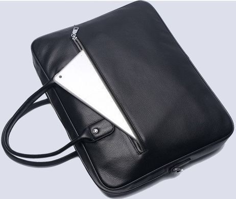Кожаная мужская сумка для ноутбука 40х30х8, офисный деловой портфель Tiding Bag M364A черный