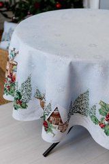 Скатертина гобеленова новорічна Squirrel Dх136 см, Блакитний, 136, Новий Рік