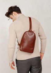 Чоловіча шкіряна сумка Chest bag світло-коричнева