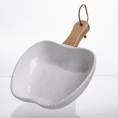 Тарелка фарфоровая глубокая с ручкой Яблоко 25&times;20&times;5 (см) Белый ZJH-15-6