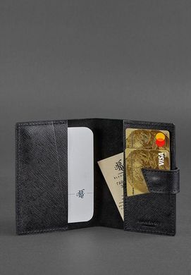 Шкіряна обкладинка для паспорта 4.0 чорна Blackwood, натуральна шкіра&nbsp;Saffiano