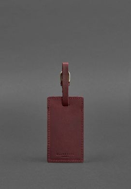 Шкіряна бірка для багажу 3.0 Бордова Crazy Horse