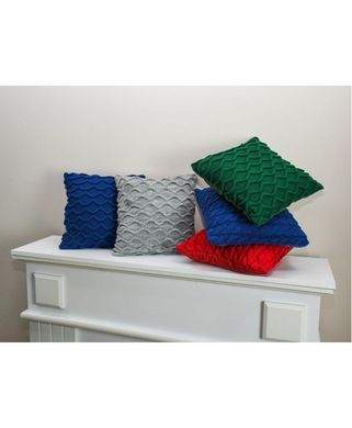 Декоративна подушка вязана Коси червона 33х33 см, серый