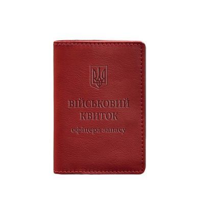 Шкіряна обкладинка для військового квитка офіцера запасу 8.0 червона, натуральна шкіра Краст, прозора перегородка - пластифікований ПВХ (полівінілхлорид)