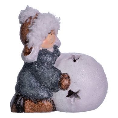Новогодняя фигурка с подсветкой Девочка со снежным шаром из фарфора 11&times;7&times;12 (см) новогодний декор для дома на подарок CR-5-12