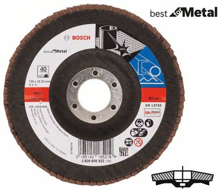 Круг шліфувальний пелюстковий, Bosch K40 125 мм, Best for Metal