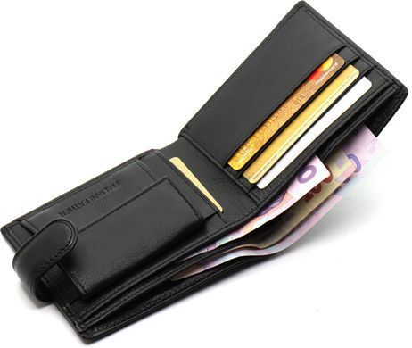 Шкіряне чоловіче портмоне на кнопці ST Leather ST-104-1 чорний, Черный