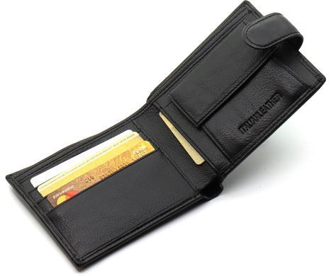 Шкіряне чоловіче портмоне на кнопці ST Leather ST-104-1 чорний, Черный