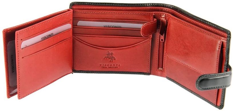 Мужской кожаный кошелек Visconti TR35 - Atlantis (black red)