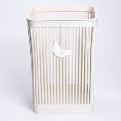 Кошик для сміття пластиковий в офіс для паперу 22&times;22&times;30 (см) кошик під сміття 8 (л) відро для сміття Бежевий HP-45-9BE, Білий