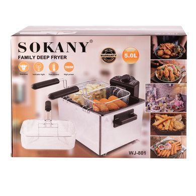 Фритюрница Sokany WJ801 электрическая на 5 литров, профессиональная