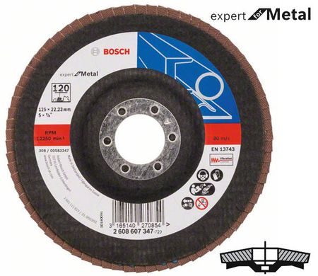 Коло шліфувальне пелюсткове, Bosch K120 125 мм, Standard for Metal (2608603659)