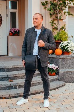 Мужская кожаная сумка-мессенджер, барсетка на одно плече 22x26x6 Tiding Bag 75-5271 черная