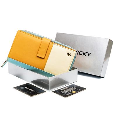 Кошелек женский кожаный ROVICKY N710-XL-RCN BLUE OFWH Yellow (Желтый)