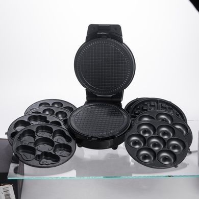 Мультипекар Sokany SK-08105 5 в 1 600 Вт з антипригарними панелями: для вафель, коржів, пончиків, горішків, фігурного печива