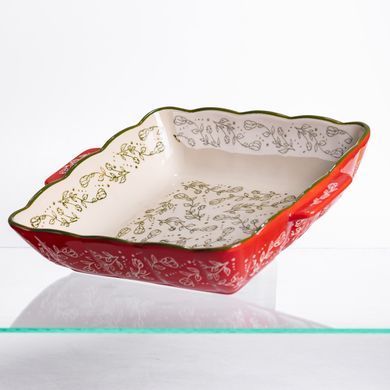 Форма для запікання Vintage 28&times;24&times;6 (см) квадратна форма для випікання в духовці з ручками Червона HM04-15, Червоний
