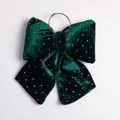 Оксамитовий бант для декору зі стразами на ялинку 25&times;35 (см) Зелений CR-2-12, Зелений