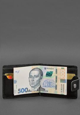 Кожаное портмоне 13.1 зажим с хлястиком черный краст