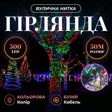 Гірлянда Різдвяна фея вулична 50 м 500 LED білий провід Мультиколір CF500L50MWML