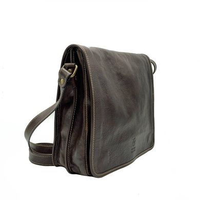 Мужская кожаная сумка через плечо Italian fabric bags 2044 Dark Brown