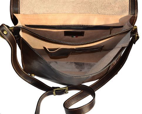 Мужская кожаная сумка-мессенджер Italian fabric bags 1034 Dark Brown