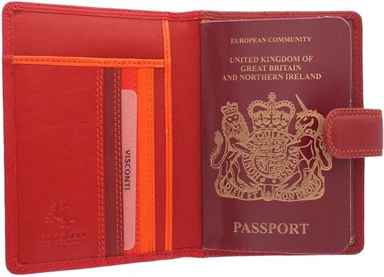 Обложка для паспорта кожаная Visconti RB75 - Sumba (red multi)