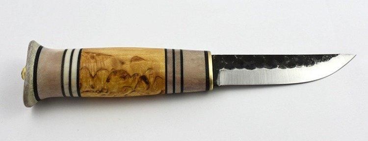 Ніж Erapuu Puukko Curly Birch 95, 80CrV2, рукоятка - оленячий ріг і карельська береза (14566)