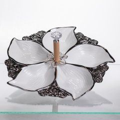 Менажница фарфоровая на 5 секций для закусок тарелка менажница 30&times;30&times;13 (см) Белый с серебром 918-44S