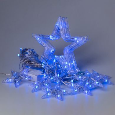 Гірлянда штора 3х0,7 м Зірки на 108 LED лампочок світлодіодна 6 великих та 6 маленьких зірок 9В 8 режимів Жовтий 1733056Y
