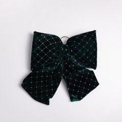 Оксамитовий бант для декору зі стразами та візерунком на ялинку 35&times;45 (см) Зелений CR-2-19, Зелений