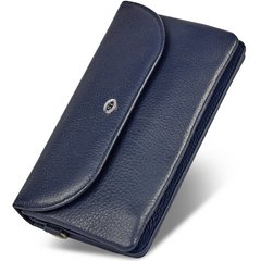 Темно-рожевий жіночий гаманець-клатч з натуральної шкіри з клапаном на кнопці ST Leather ST023, Синий